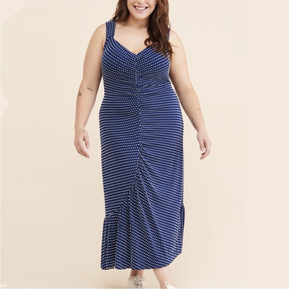 Anthropologie Maeve Bree Blue Polka Dot Dress